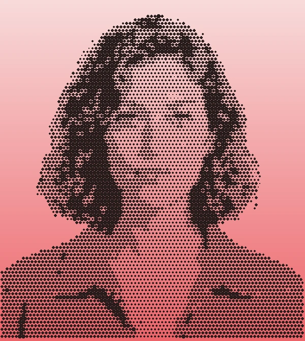Dot portrait of the woman from the hero film