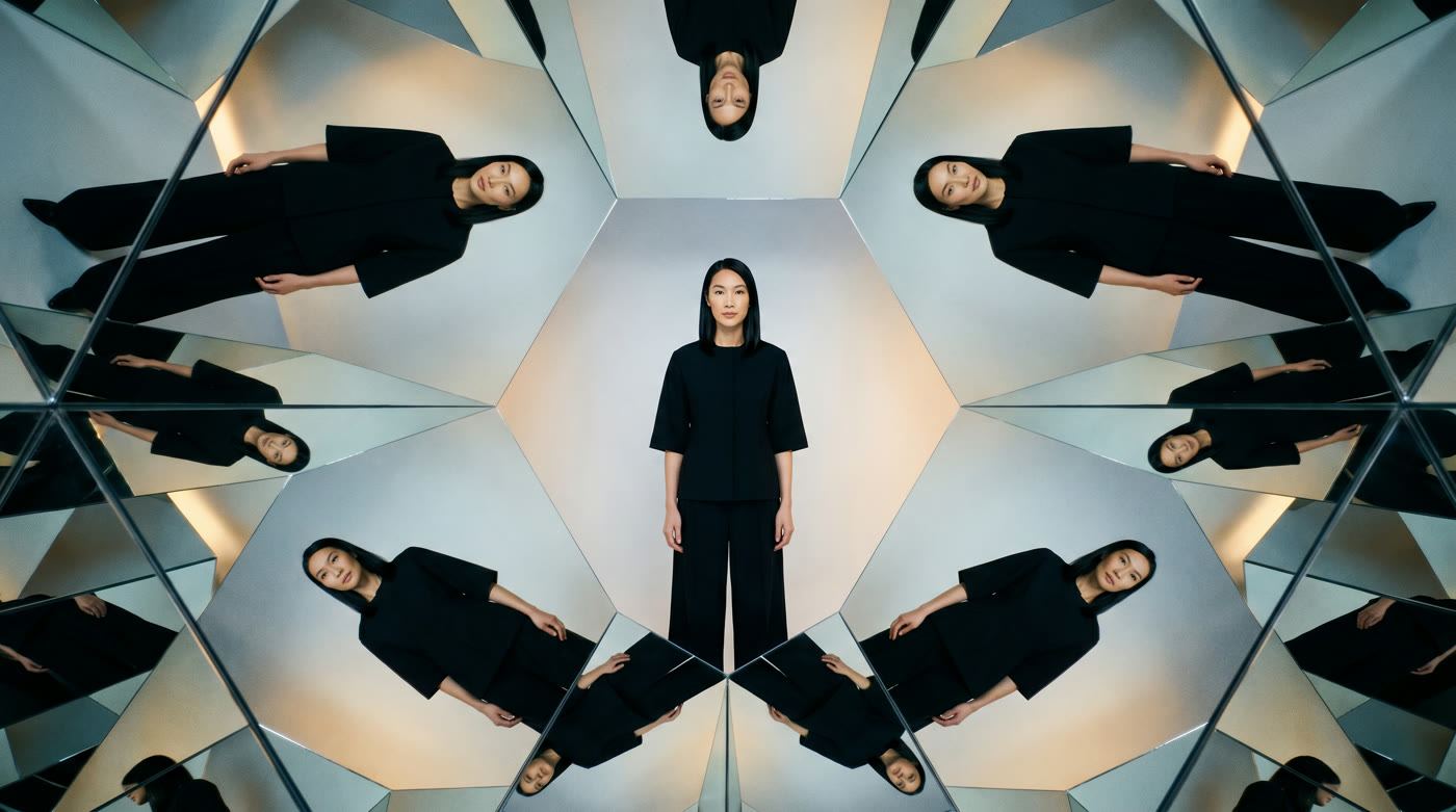 Kaleidoscopic mirrored multiplicity portrait